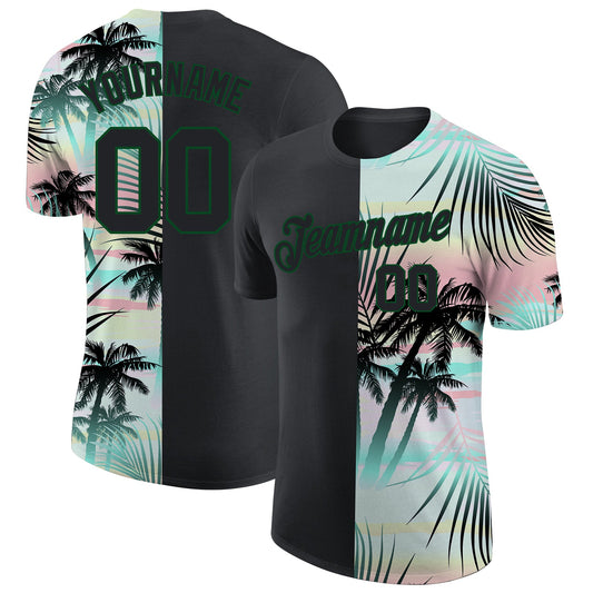 Custom 3D Pattern Design Tropical Hawaii Palm Leaves Performance T-Shirt - Main View