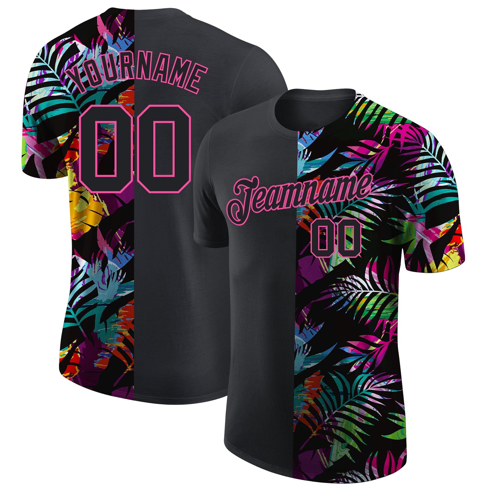 Custom 3D Pattern Design Tropical Hawaii Palm Leaves Performance T-Shirt - Main View