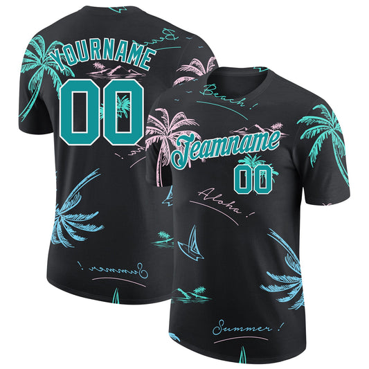 Custom 3D Pattern Design Hawaii Palm Trees Performance T-Shirt - Main View