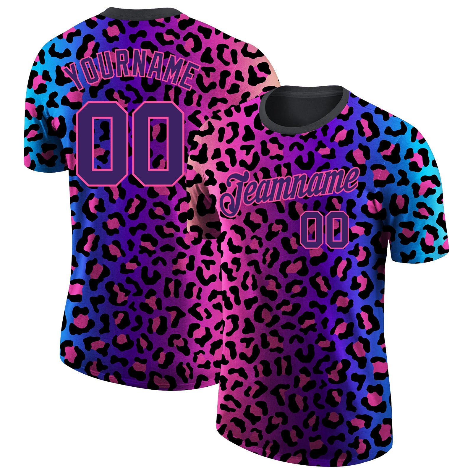 Custom 3D Pattern Design Leopard Performance T-Shirt - Main View