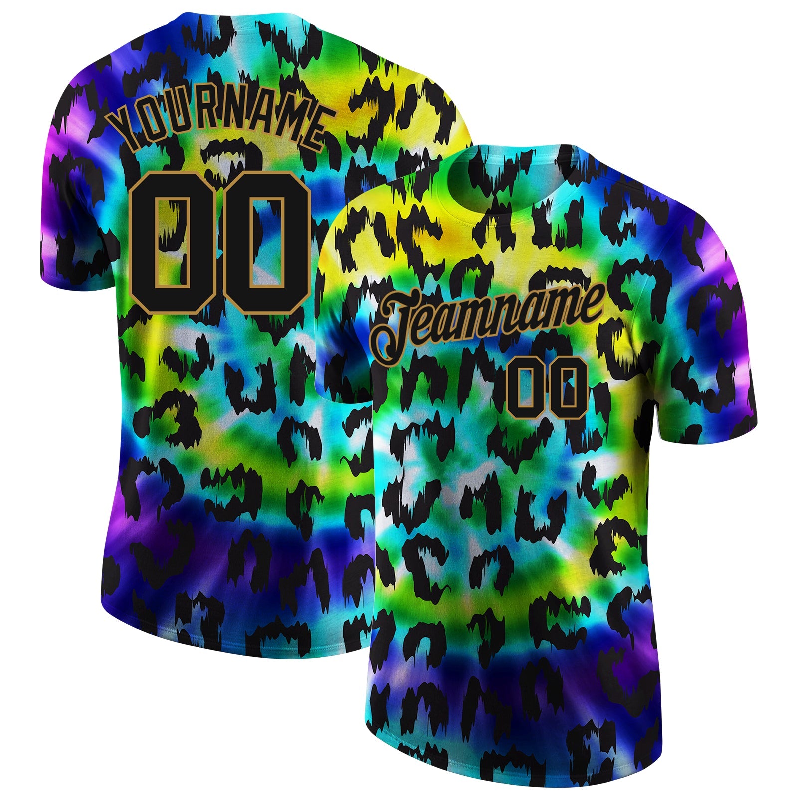 Custom 3D Pattern Design Leopard Performance T-Shirt - Main View