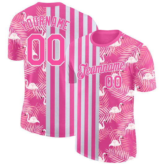 Custom 3D Pattern Design Tropical Famingo Performance T-Shirt - Main View