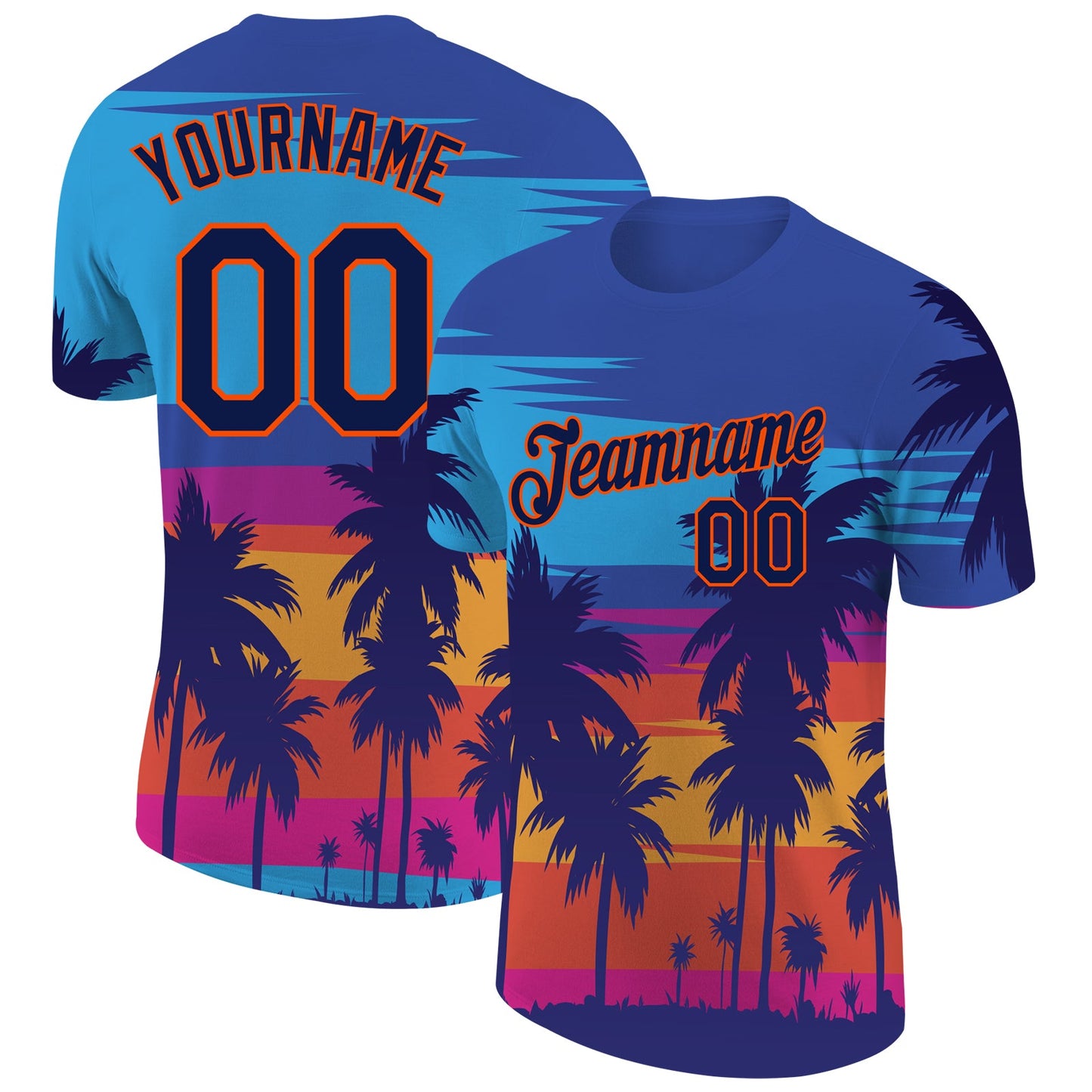 Custom 3D Pattern Design Hawaii Palm Trees Performance T-Shirt - Main View