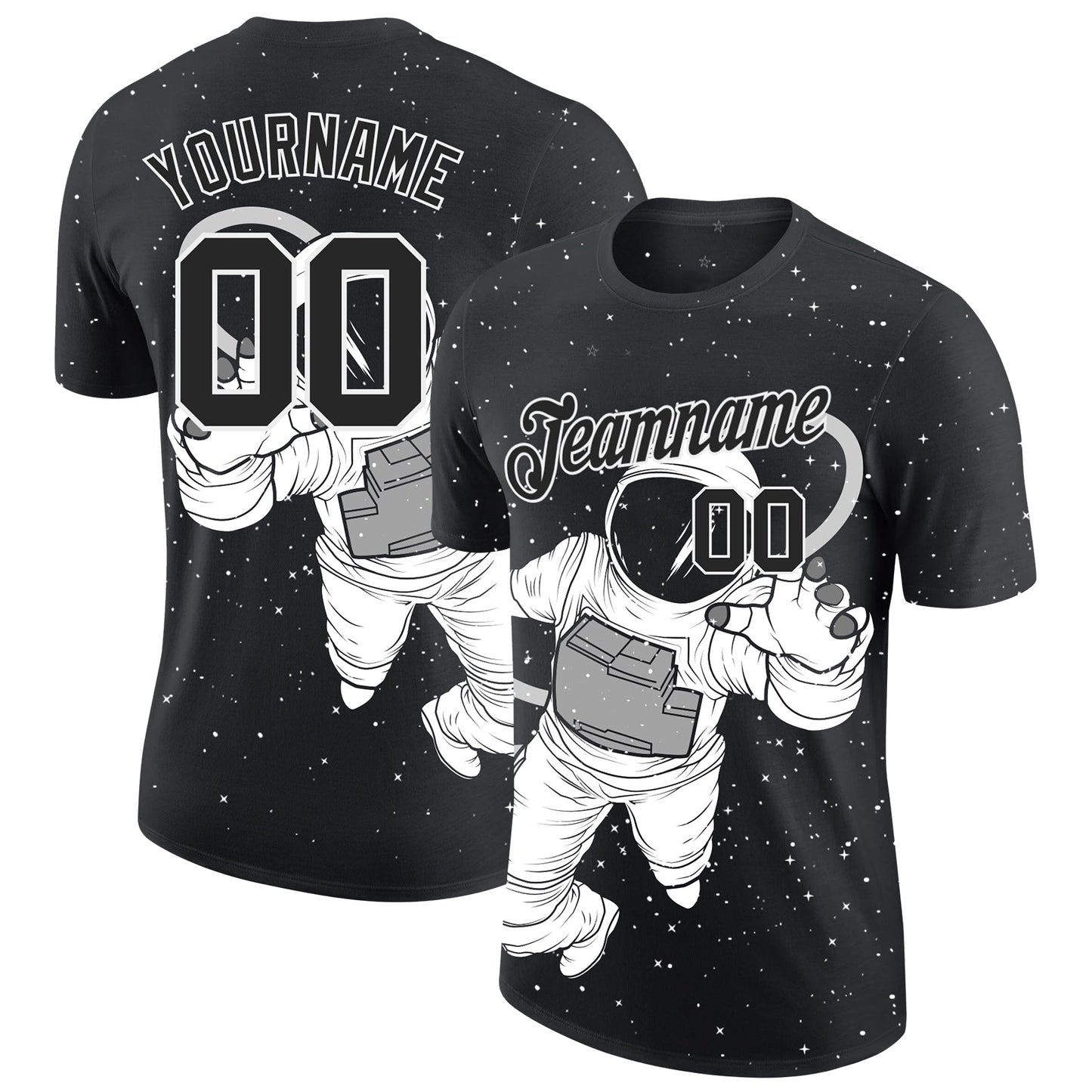 Custom 3D Pattern Design Astronaut Performance T-Shirt - Main View