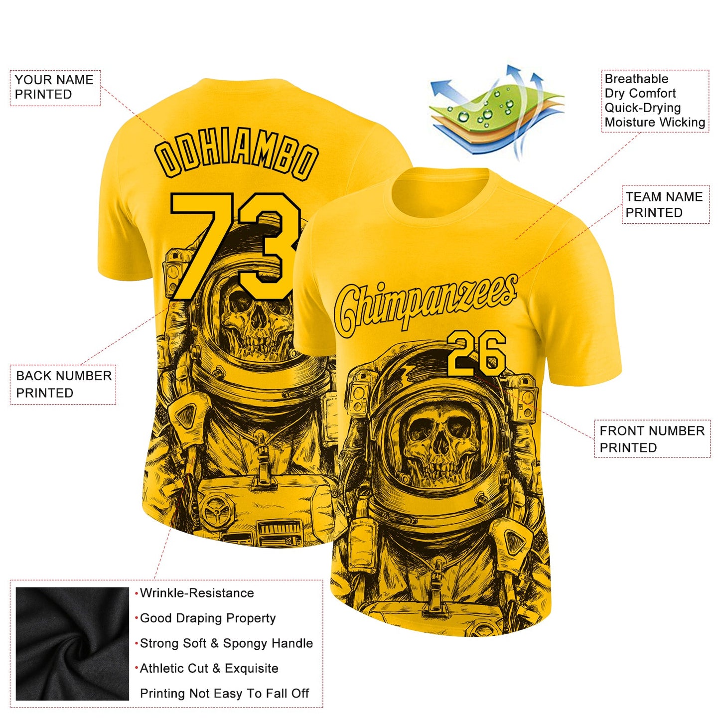 Custom 3D Pattern Design Astronaut Performance T-Shirt view 2