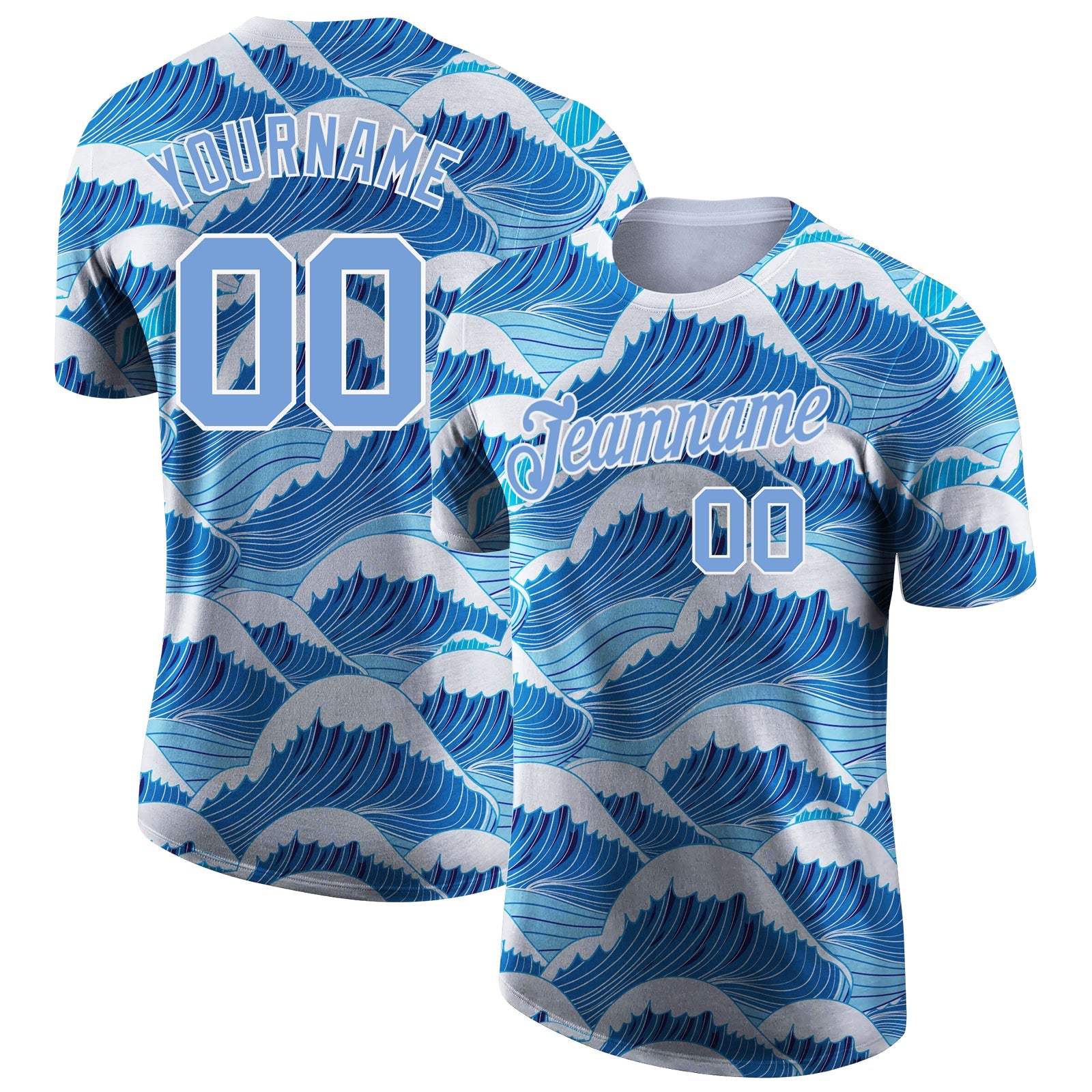 Custom 3D Pattern Design Waves Performance T-Shirt - Main View