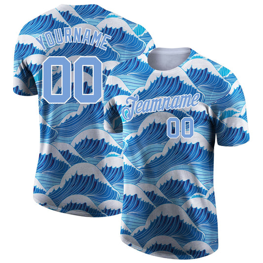 Custom 3D Pattern Design Waves Performance T-Shirt - Main View