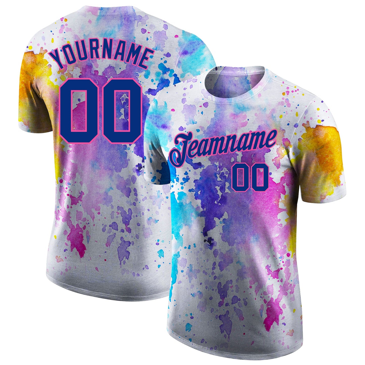 Custom 3D Pattern Design Watercolor Performance T-Shirt - Main View