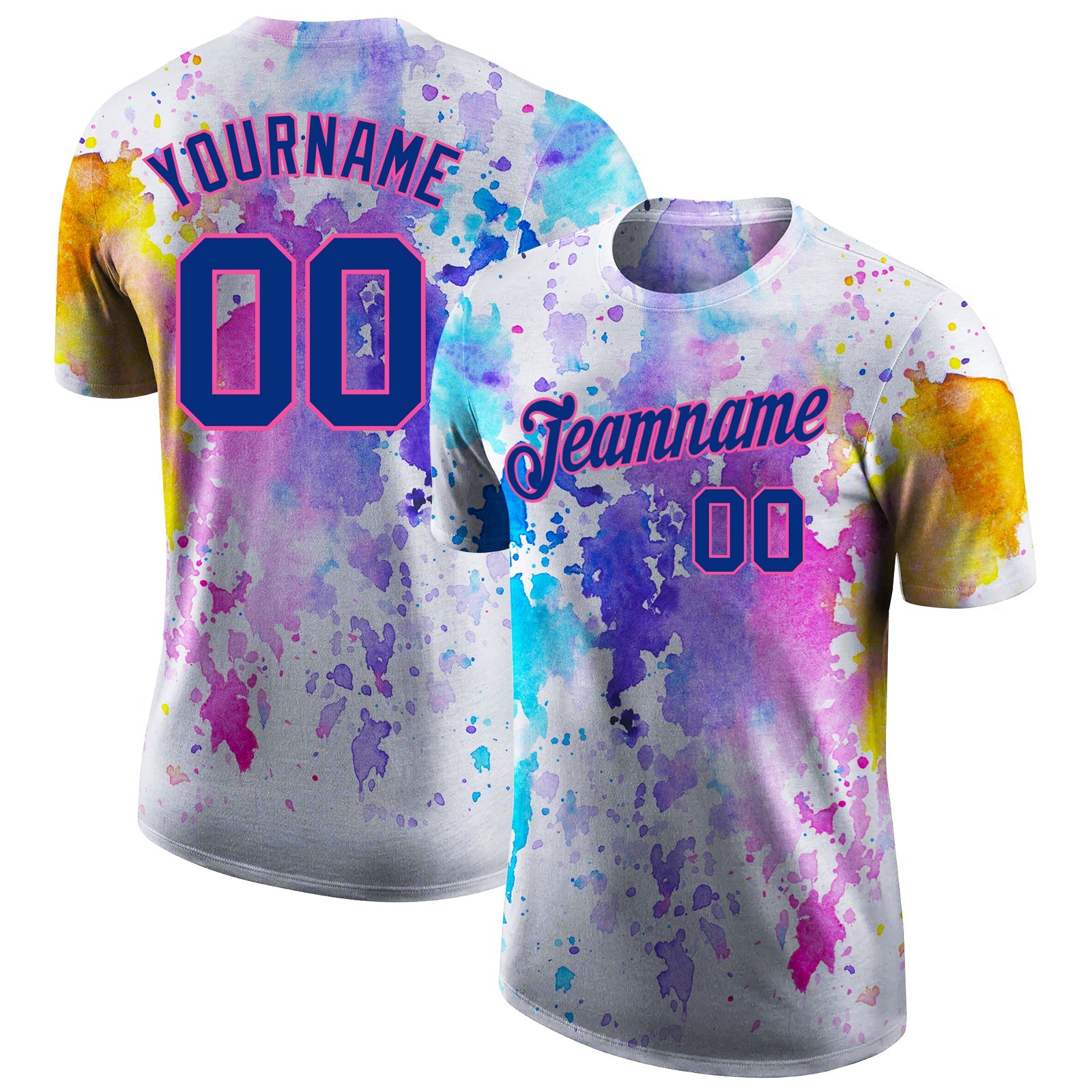 Custom 3D Pattern Design Watercolor Performance T-Shirt - Main View