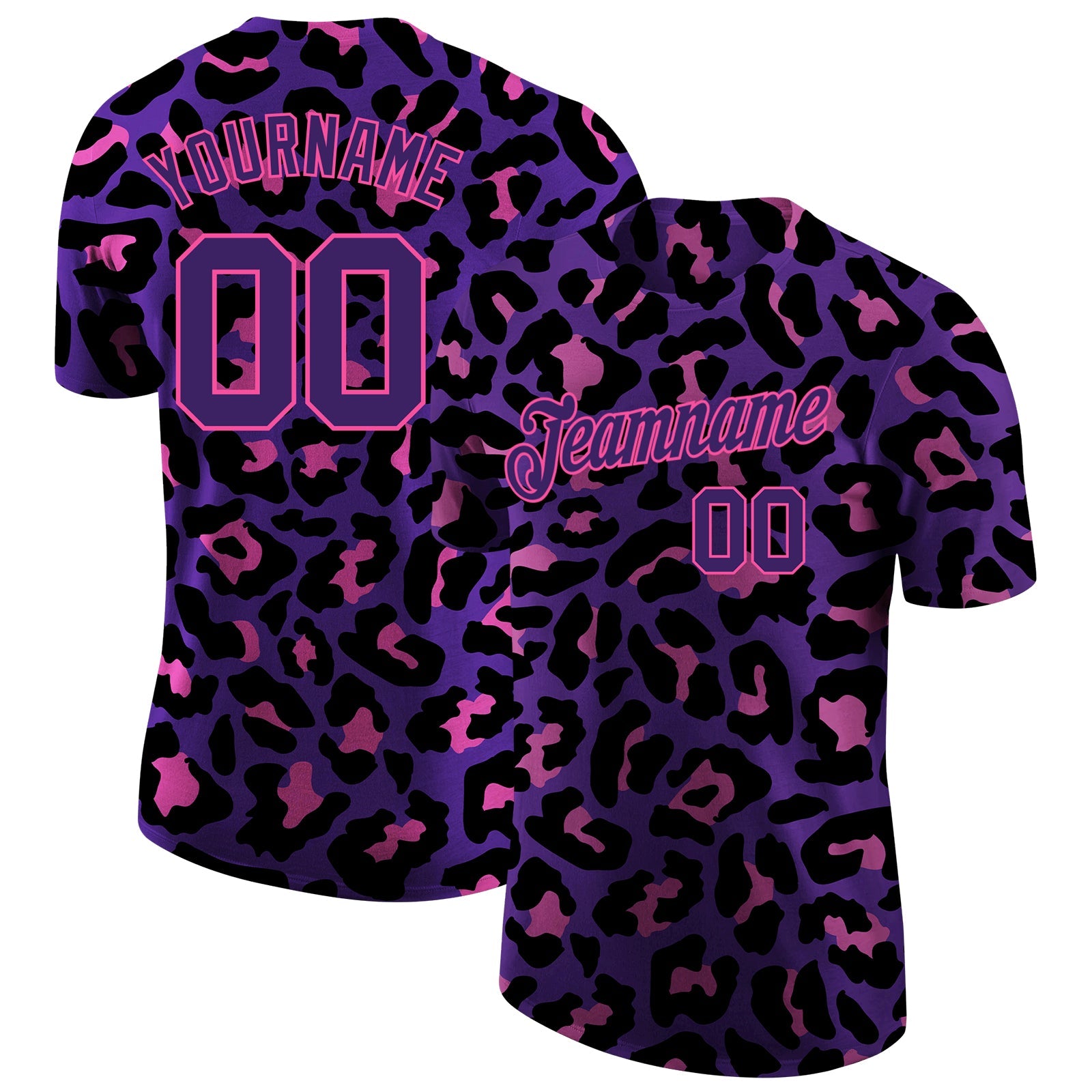 Custom 3D Pattern Design Leopard Performance T-Shirt - Main View