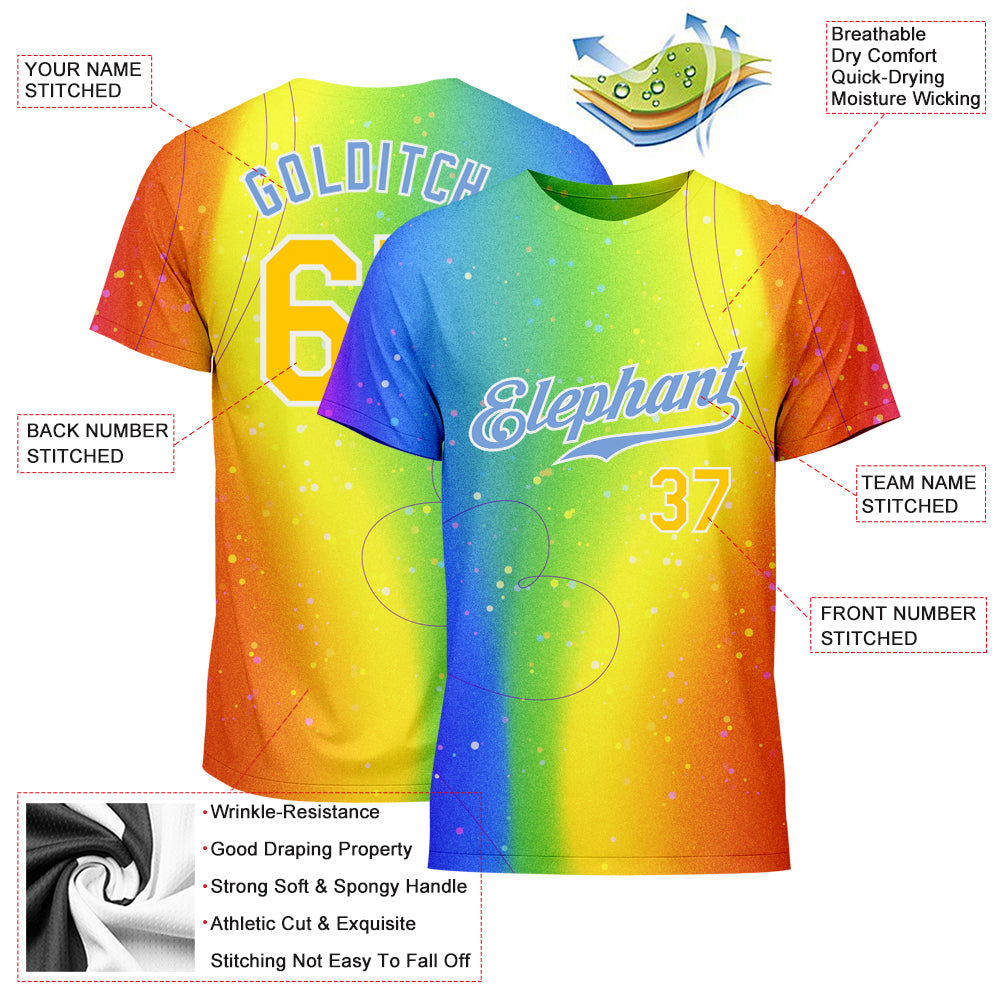 Custom Rainbow For Pride Month Love Is Love LGBT Performance T-Shirt view 2