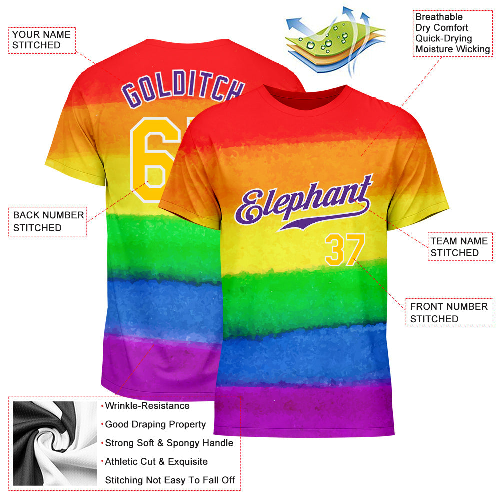 Custom Rainbow For Pride Month Love Is Love LGBT Performance T-Shirt view 2