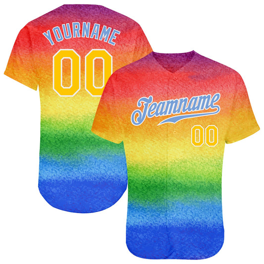 Custom Rainbow For Pride Month Love Is Love LGBT Authentic Baseball Jersey - Main View