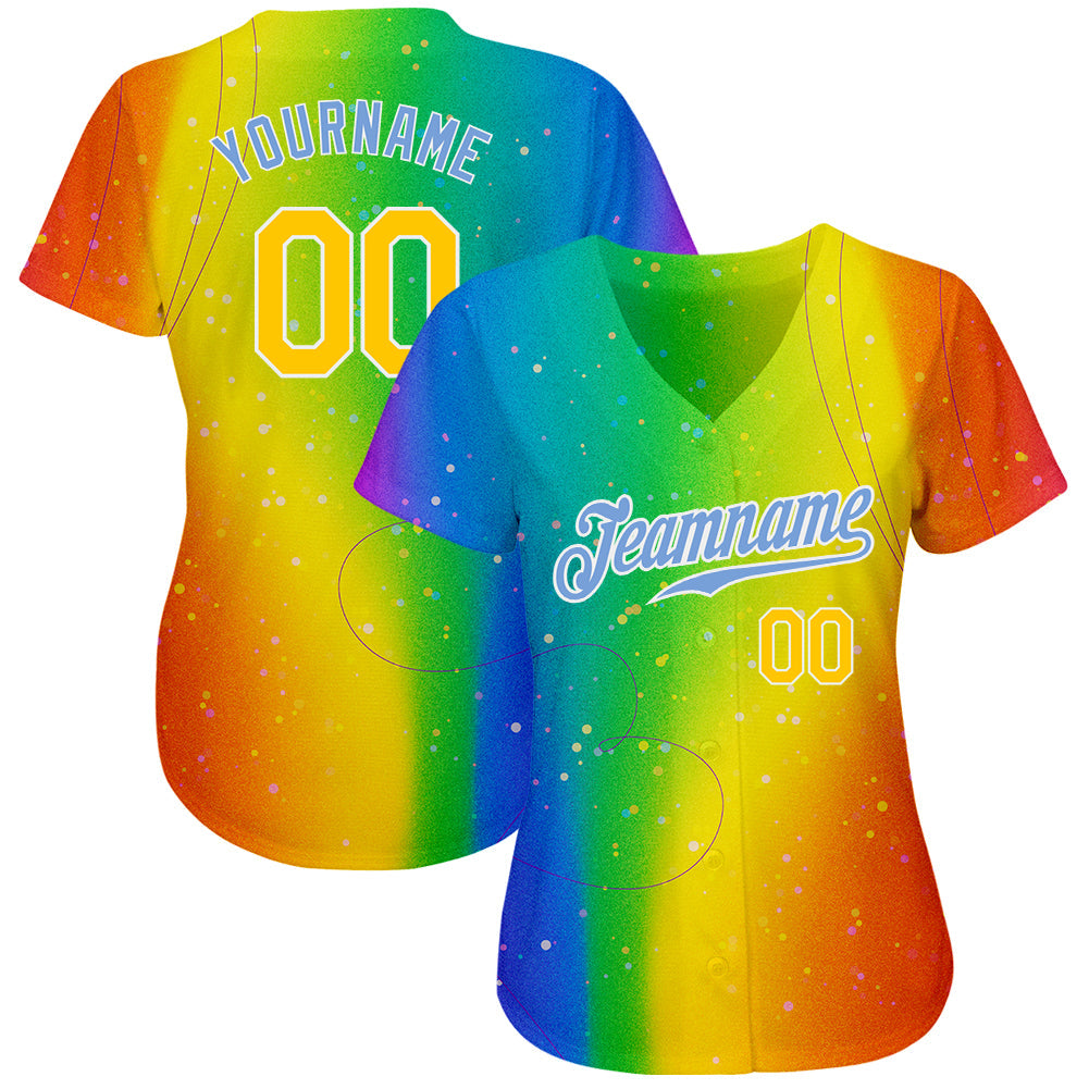 Custom Rainbow For Pride Month Love Is Love LGBT Authentic Baseball Jersey view 2