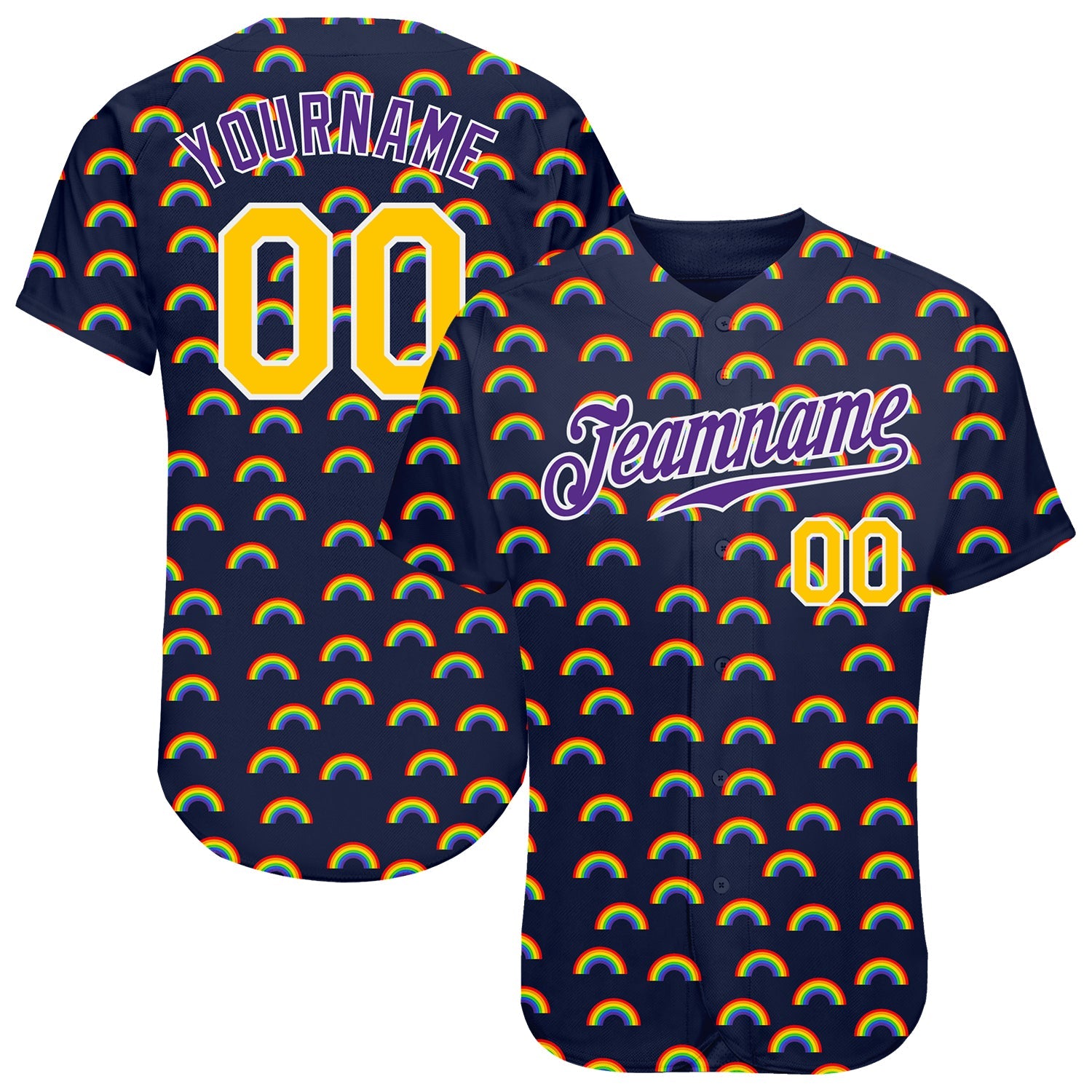 Custom Rainbow For Pride Month Love Is Love LGBT Authentic Baseball Jersey - Main View