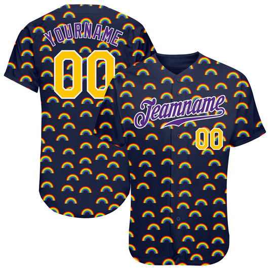 Custom Rainbow For Pride Month Love Is Love LGBT Authentic Baseball Jersey - Main View