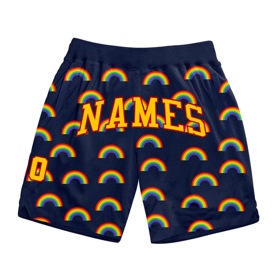 Custom Rainbow For Pride Month Love Is Love LGBT Authentic Basketball Shorts - Main View