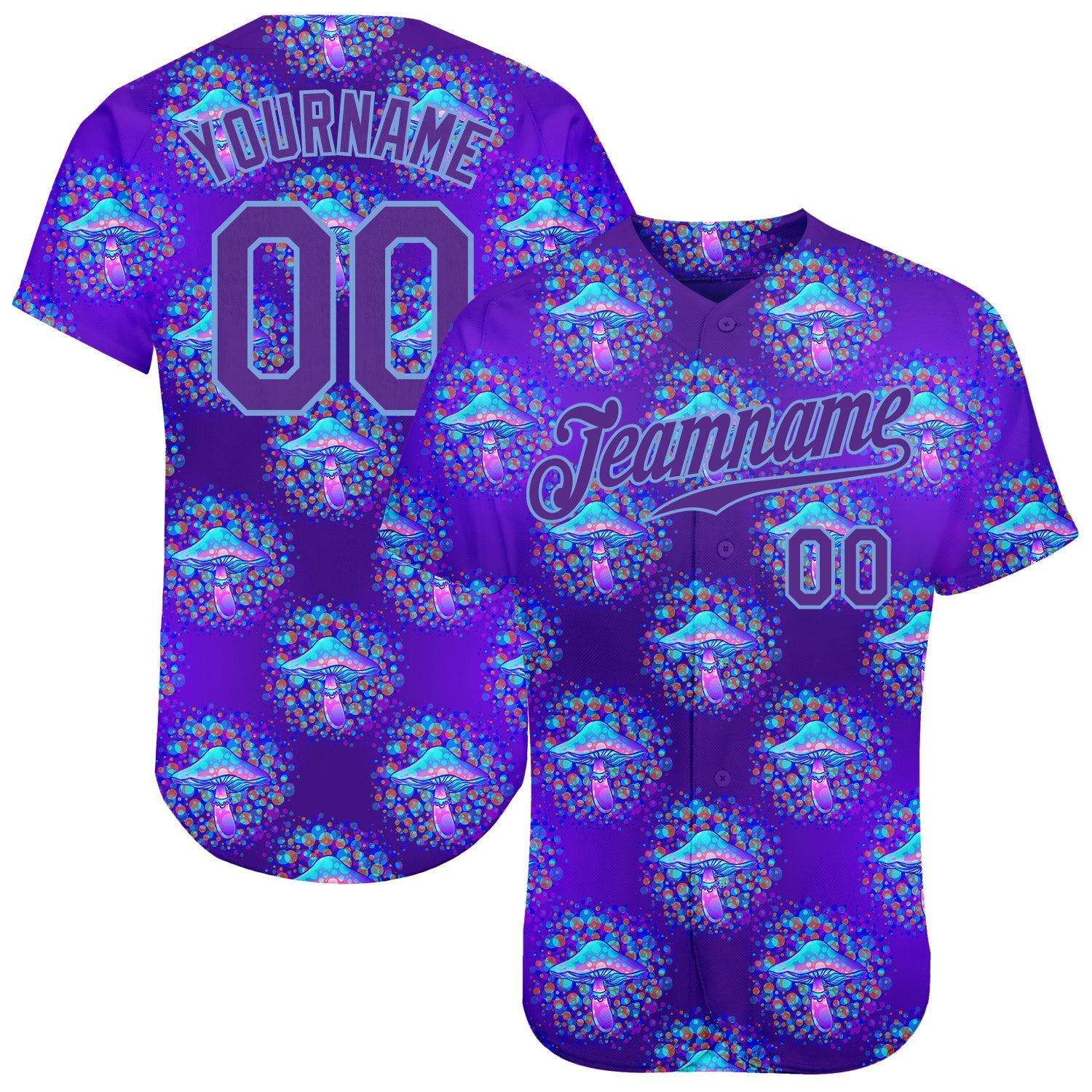 Custom 3D Pattern Design Magic Mushrooms Psychedelic Hallucination Authentic Baseball Jersey - Main View