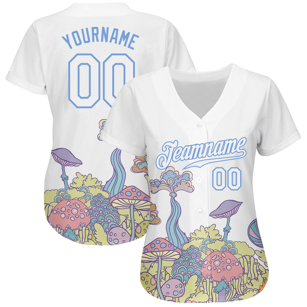 Custom 3D Pattern Design Colorful Flowers And Mushrooms Psychedelic Hallucination Authentic Baseball Jersey view 2