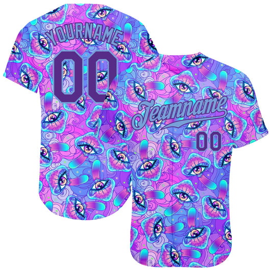 Custom 3D Pattern Design Magic Mushrooms Psychedelic Hallucination Authentic Baseball Jersey - Main View