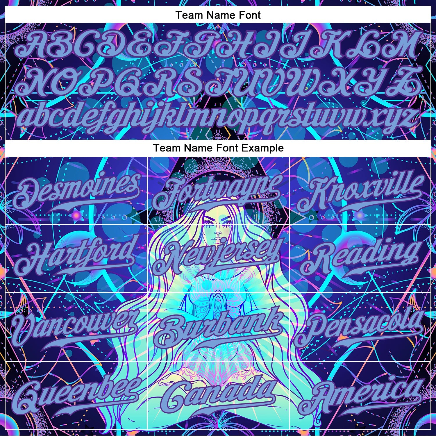 Custom 3D Pattern Design Magic Girl Sitting And Meditation In Lotus Position Over Geometry Psychedelic Hallucination Authentic Baseball Jersey view 4
