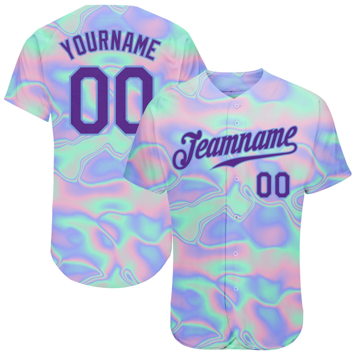 Custom 3D Pattern Design Abstract Trendy Holographic Vaporwave Style Authentic Baseball Jersey - Main View