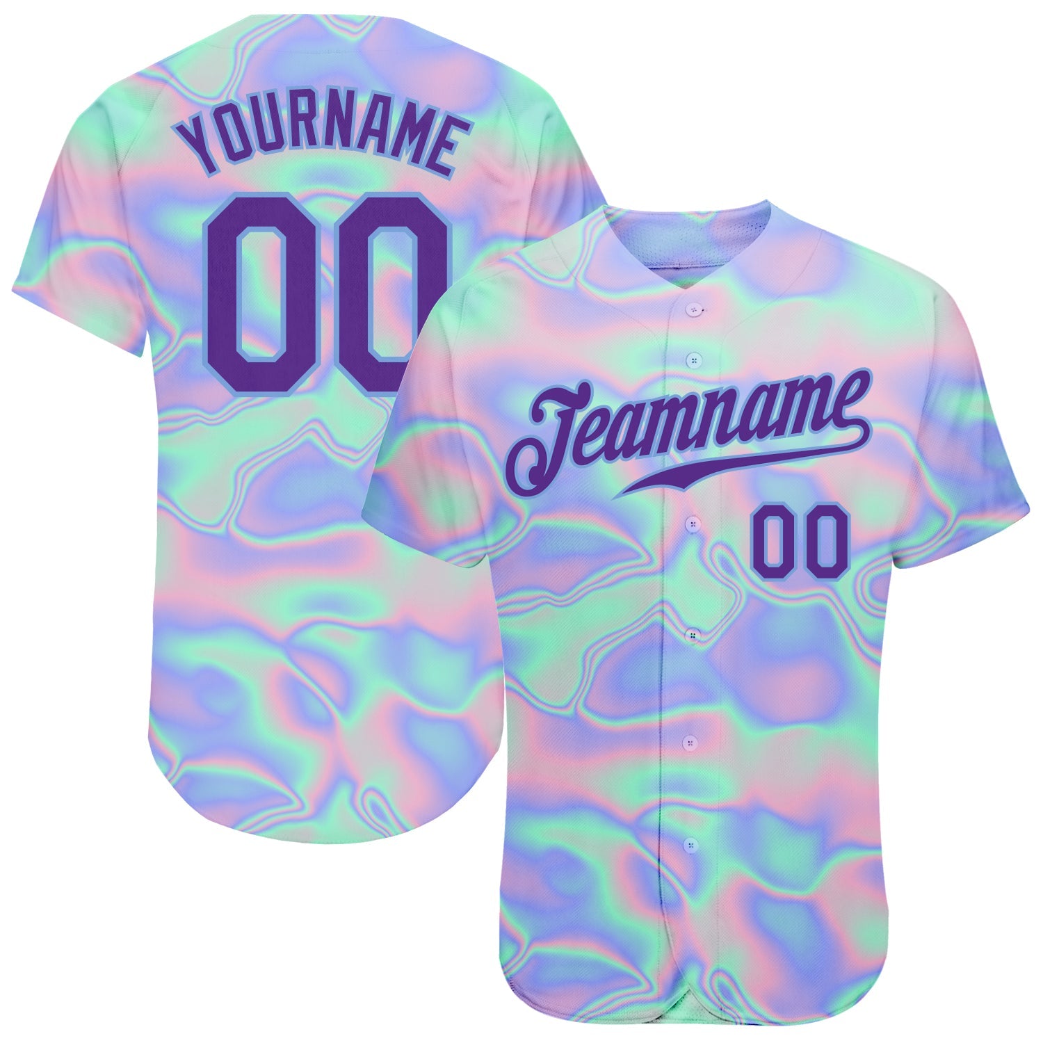 Custom 3D Pattern Design Abstract Trendy Holographic Vaporwave Style Authentic Baseball Jersey - Main View