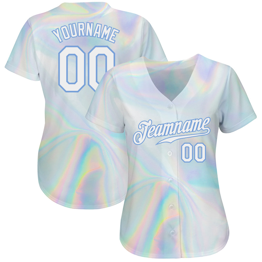 Custom 3D Pattern Design Abstract Trendy Holographic Vaporwave Style Authentic Baseball Jersey view 2