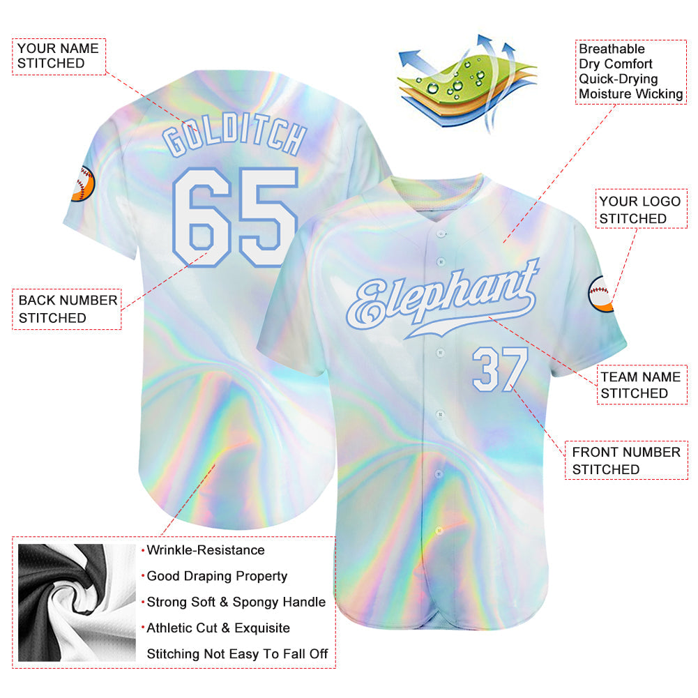 Custom 3D Pattern Design Abstract Trendy Holographic Vaporwave Style Authentic Baseball Jersey view 3