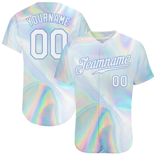 Custom 3D Pattern Design Abstract Trendy Holographic Vaporwave Style Authentic Baseball Jersey - Main View