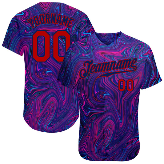Custom 3D Pattern Design Abstract Interweaving Curved Fluid Art Authentic Baseball Jersey - Main View
