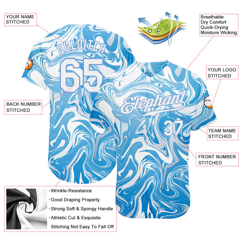 Custom 3D Pattern Design Abstract Ocean With Waves Fluid Art Authentic Baseball Jersey view 4