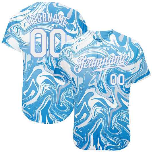 Custom 3D Pattern Design Abstract Ocean With Waves Fluid Art Authentic Baseball Jersey - Main View