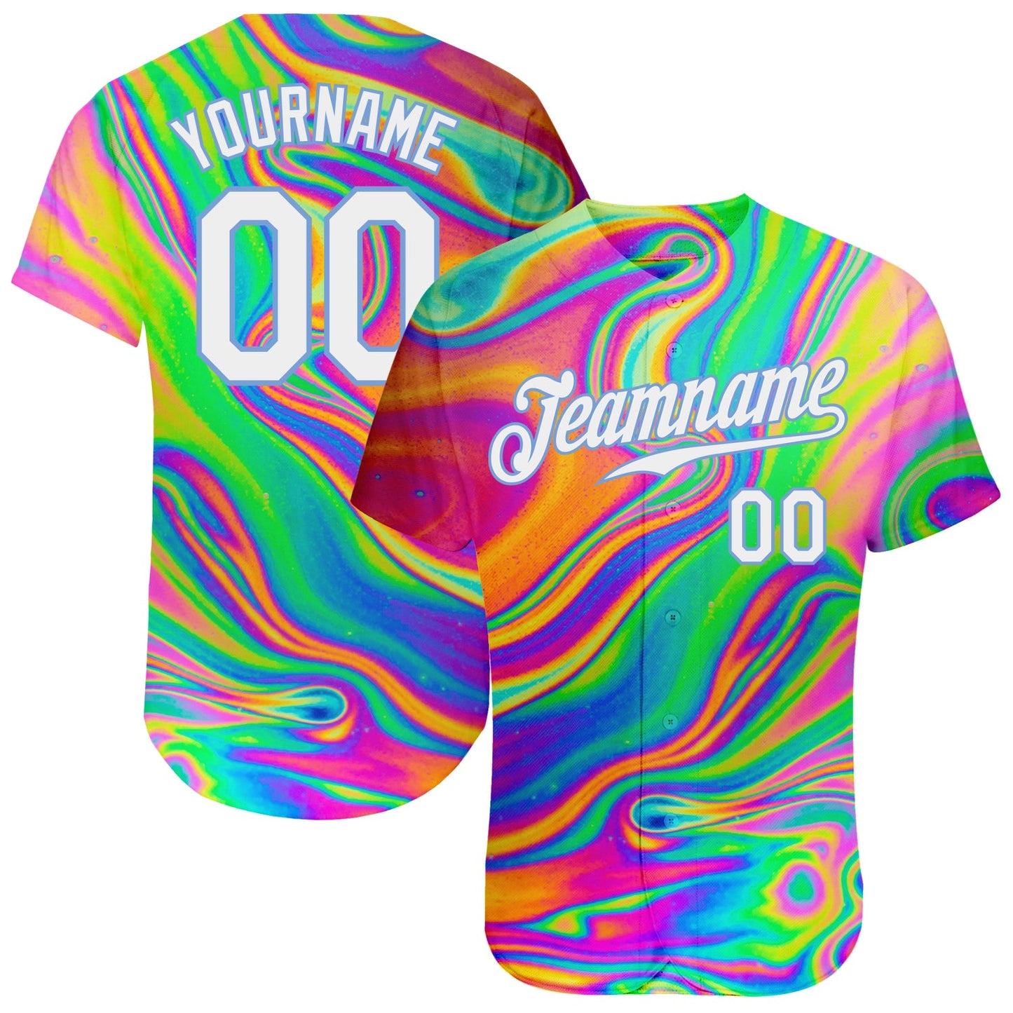 Custom 3D Pattern Design Abstract Colorful Psychedelic Fluid Art Authentic Baseball Jersey - Main View