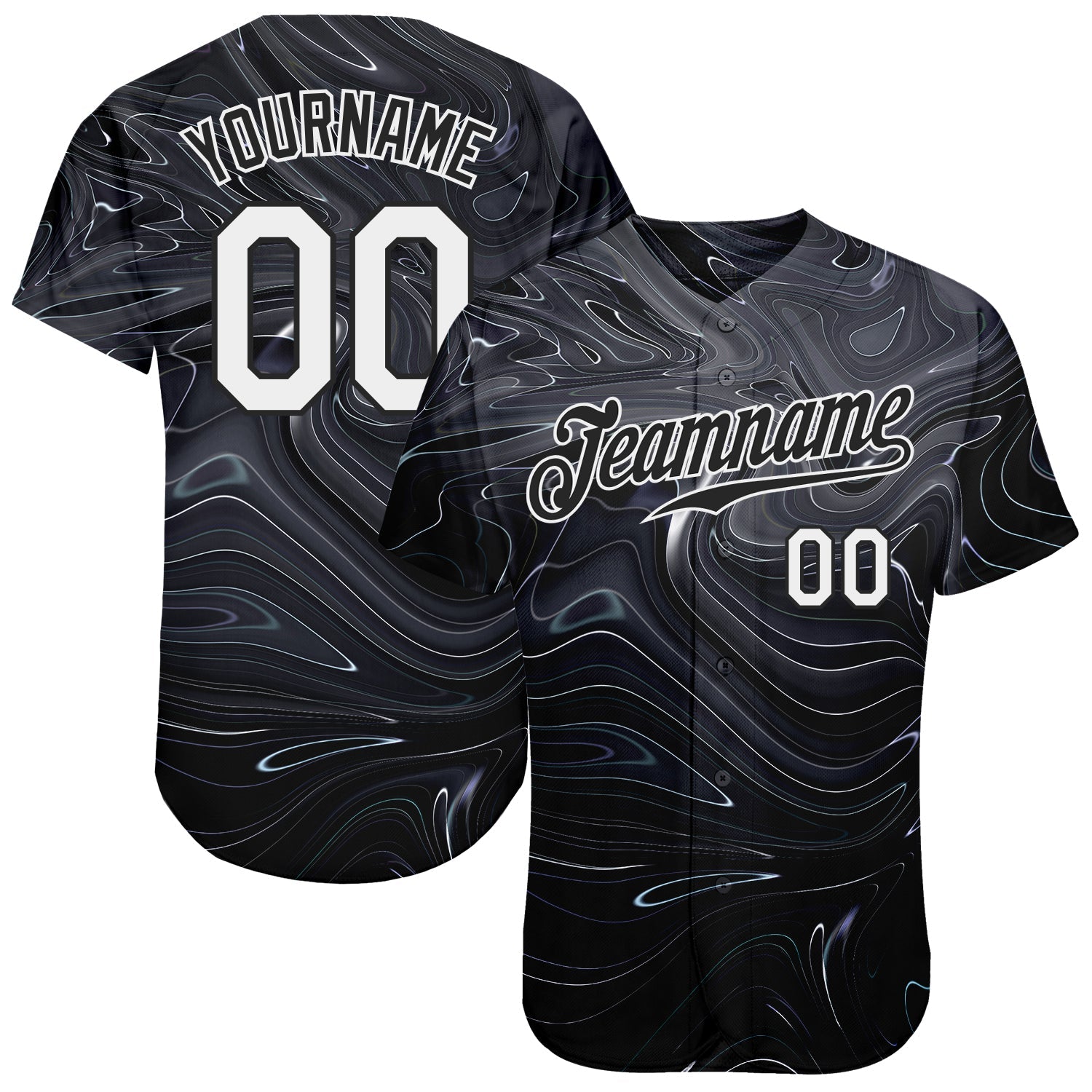 Custom 3D Pattern Design Abstract Liquid Marbling Fluid Art Authentic Baseball Jersey - Main View