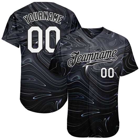 Custom 3D Pattern Design Abstract Liquid Marbling Fluid Art Authentic Baseball Jersey - Main View