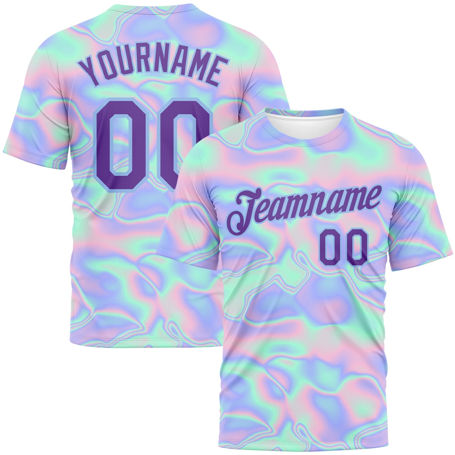 Custom 3D Pattern Design Abstract Trendy Holographic Vaporwave Style Performance T-Shirt - Main View
