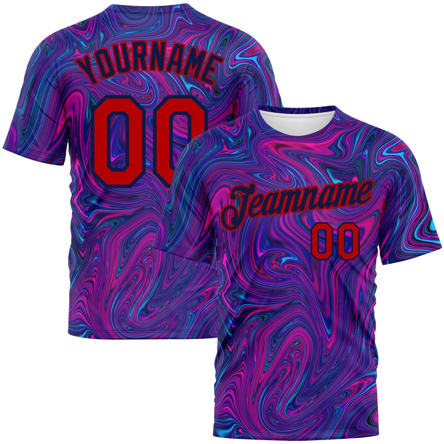 Custom 3D Pattern Design Abstract Interweaving Curved Fluid Art Performance T-Shirt - Main View