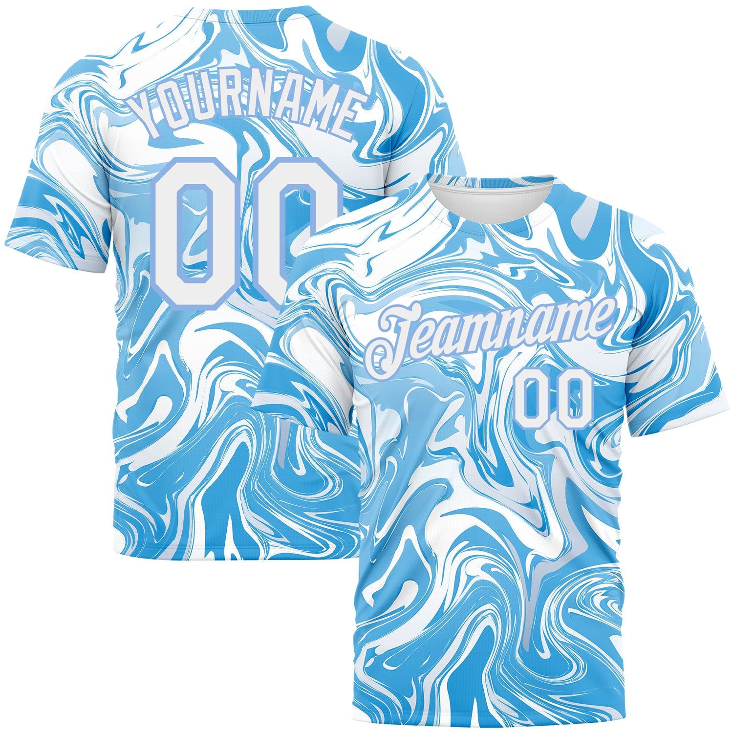 Custom 3D Pattern Design Abstract Ocean With Waves Fluid Art Performance T-Shirt - Main View