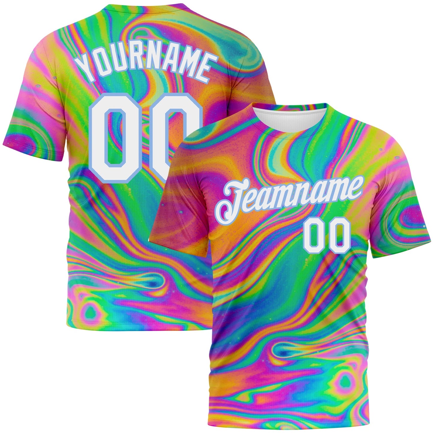 Custom 3D Pattern Design Abstract Colorful Psychedelic Fluid Art Performance T-Shirt - Main View