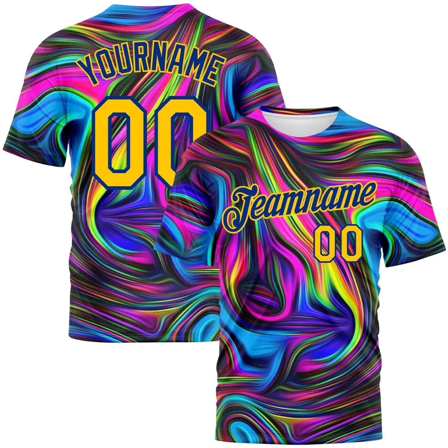Custom 3D Pattern Design Abstract Colorful Psychedelic Fluid Art Performance T-Shirt - Main View