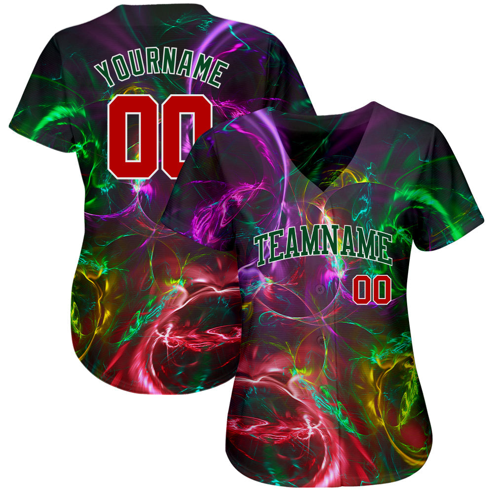 Custom 3D Pattern Design Abstract Fractal Rendering Authentic Baseball Jersey view 2