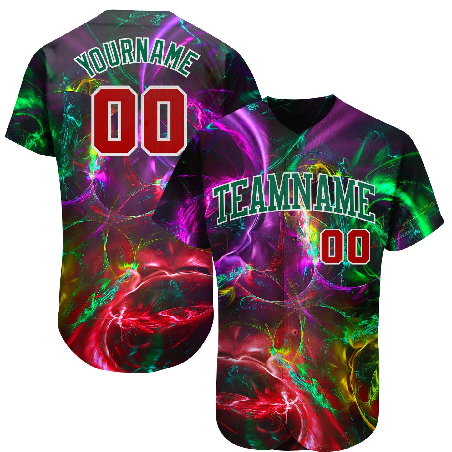 Custom 3D Pattern Design Abstract Fractal Rendering Authentic Baseball Jersey - Main View