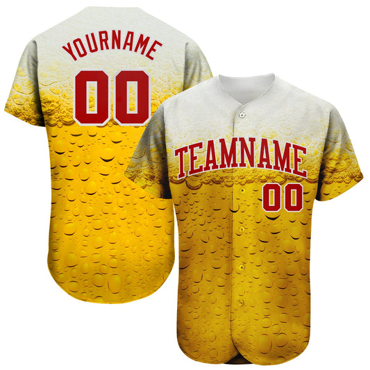 Custom 3D Pattern Design Bubble Of Beer In Glass Authentic Baseball Jersey - Main View