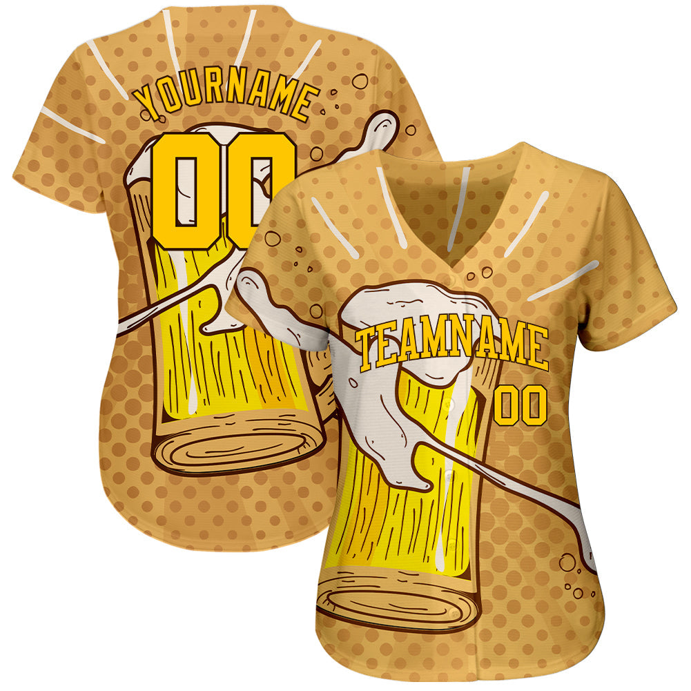 Custom 3D Pattern Design Let's Drink Authentic Baseball Jersey view 2