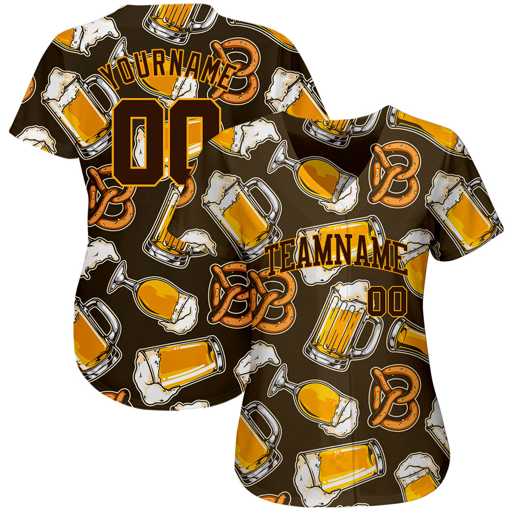 Custom 3D Pattern Design Beer Authentic Baseball Jersey view 2