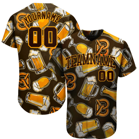 Custom 3D Pattern Design Beer Authentic Baseball Jersey - Main View