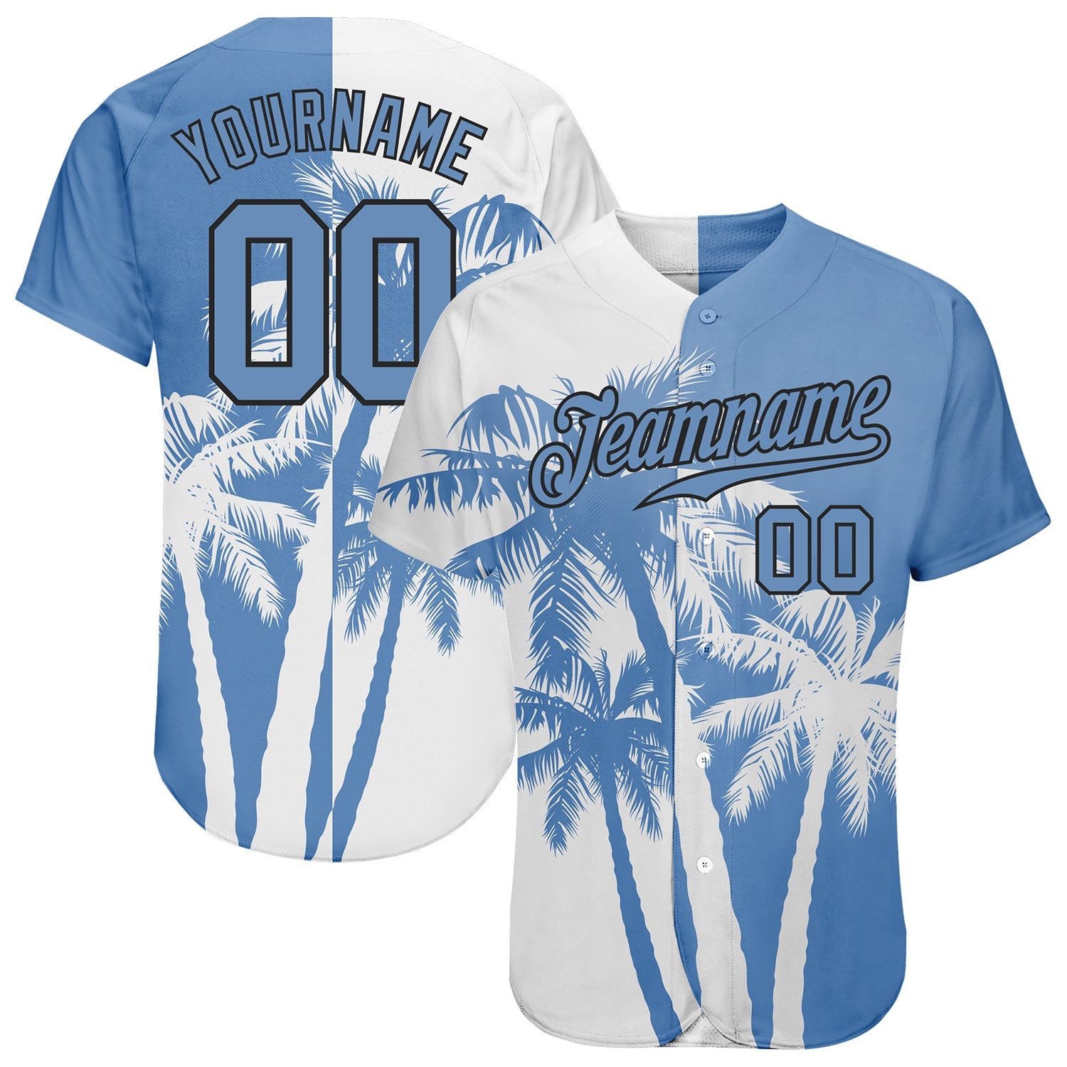 Custom 3D Pattern Design Hawaii Coconut Trees Authentic Baseball Jersey - Main View