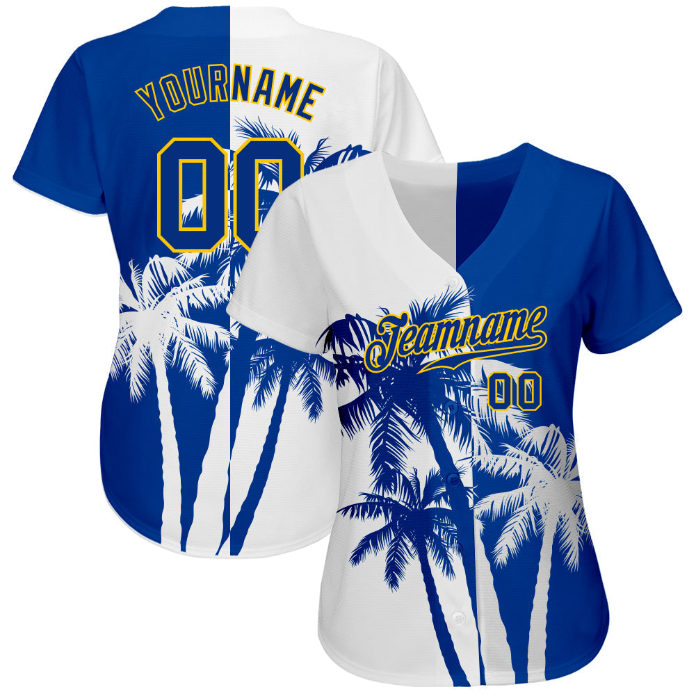 Custom 3D Pattern Design Hawaii Coconut Trees Authentic Baseball Jersey view 2