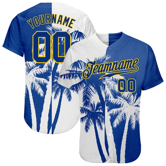 Custom 3D Pattern Design Hawaii Coconut Trees Authentic Baseball Jersey - Main View
